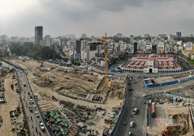 Toàn cảnh mặt bằng gói thầu thi công nhà ga trung tâm Bến Thành thuộc tuyến metro số 1