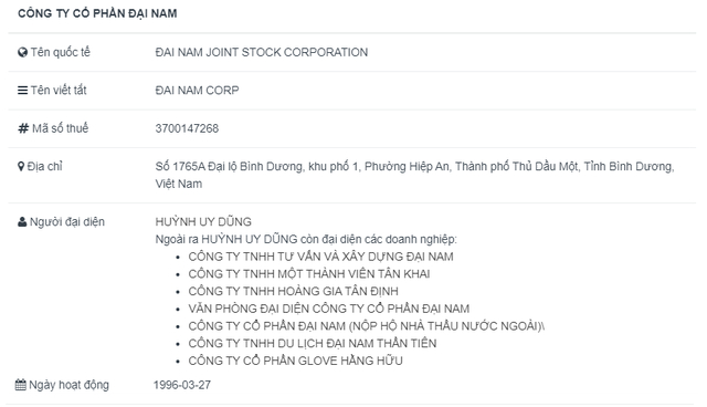 Đại Nam và những pháp nhân khác do ông Huỳnh Uy Dũng làm đại diện pháp luật