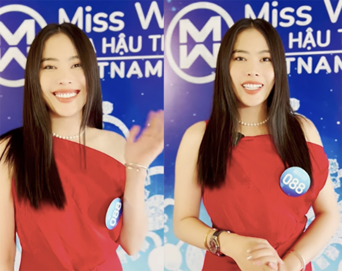 Nam Em trong đoạn clip ngắn giới thiệu bản thân ở Miss World Vietnam 2022 CHỤP MÀN HÌNH