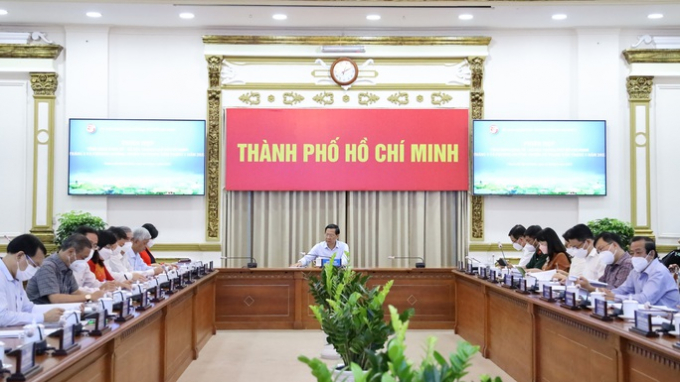 Chủ tịch UBND TP HCM Phan Văn Mãi chủ trì cuộc họp thường kỳ về tình hình kinh tế - xã hội tháng 4-2022 chiều 26-4