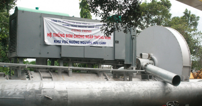Hệ thống máy bơm nước thông minh chống ngập đường Nguyễn Hữu Cảnh (P.19, Q.Bình Thạnh, TP.HCM) do Công ty CP Tập đoàn công nghiệp Quang Trung làm chủ đầu tư. NGỌC DƯƠNG