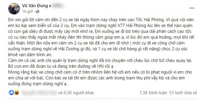 Bài đăng của anh Đúng trên mạng xã hội.