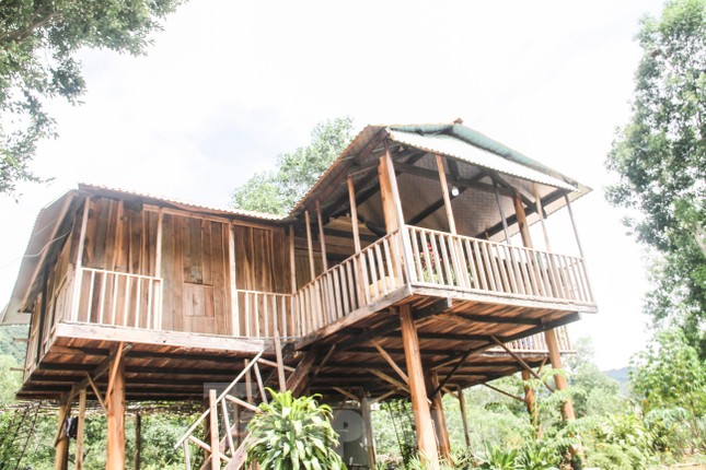 Căn nhà bằng gỗ cao 7m, mái lợp tôn, với diện tích 53m2 của hộ bà Trương Thị Lệ Thâm. Ảnh: Trương Định.
