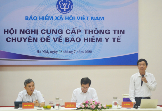 Ông Lê Văn Phúc phát biểu tại Hội nghị cung cấp thông tin chuyên đề về chính sách BHYT ngày 8/7.