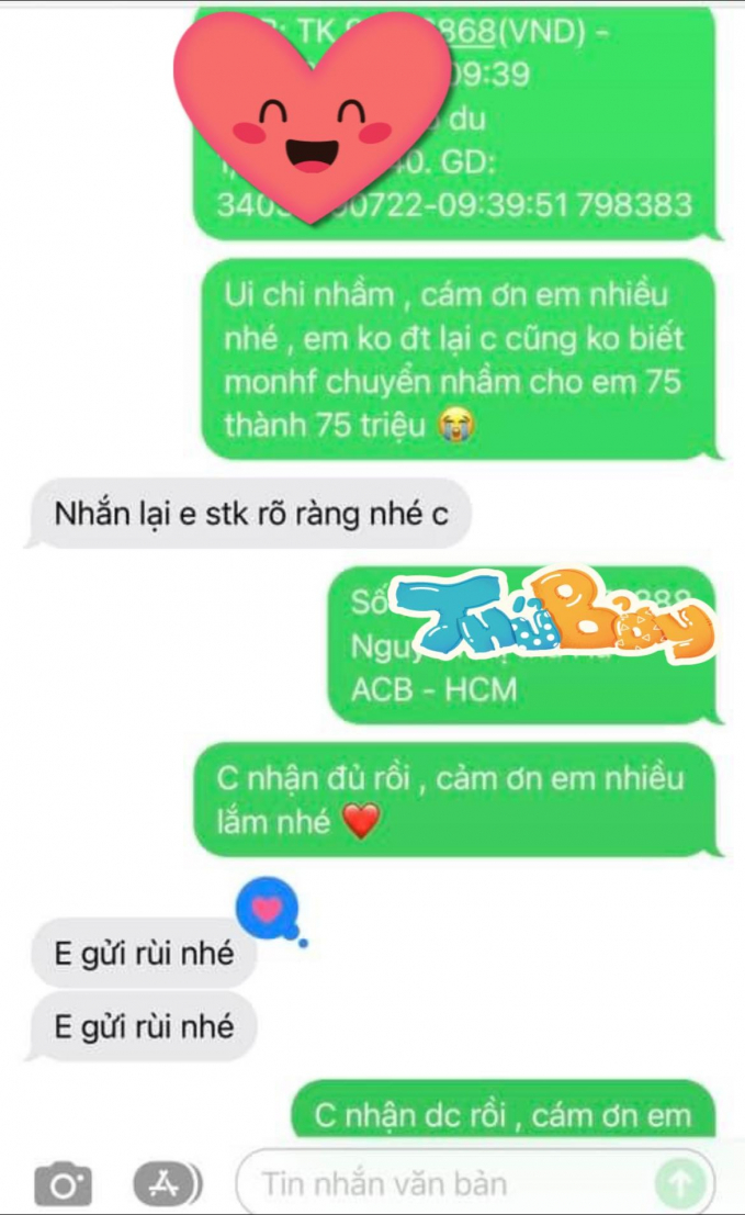 Chị Hà nhắn lại với anh Khoa sau khi đã nhận lại tiền NVCC