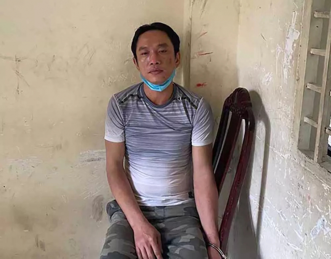 Nghi can Nguyễn Hoàng Sơn khi bị bắt giữ. Ảnh: CA