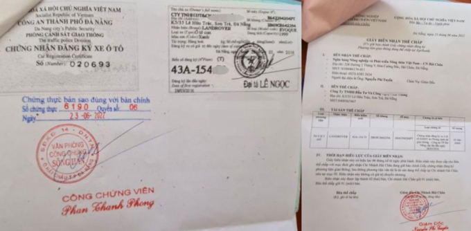 Chứng thực bản sao giấy đăng ký xe và giấy xác nhận ngân hàng của xe Range Rover (BS 43A - 154.xx) là giả mạo
