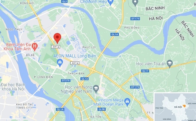 Khu vực xảy ra tai nạn, quận Long Biên, Hà Nội. Ảnh: Google Maps.