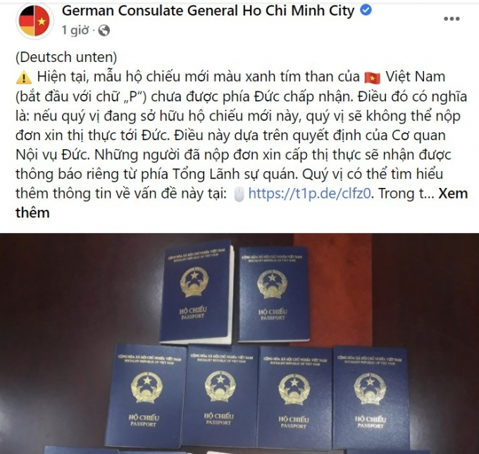 Tài khoản Facebook của Tổng lãnh sự quán Đức tại TP.HCM đưa thông tin CHỤP MÀN HÌNH