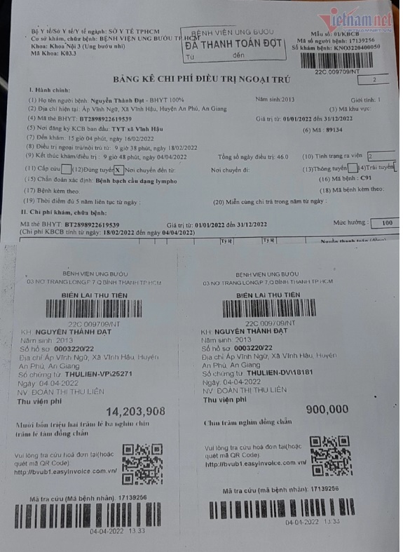 Chi phí điều trị 1 đợt của con lên tới hơn 15 triệu đồng, chưa kể còn phải đi khám và điều trị men gan cao ở các bệnh viện khác.