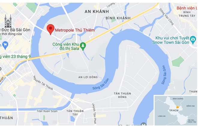 Vụ việc xảy ra tại dự án The Metropole Thủ Thiêm, TP Thủ Đức. Ảnh: Google Maps.