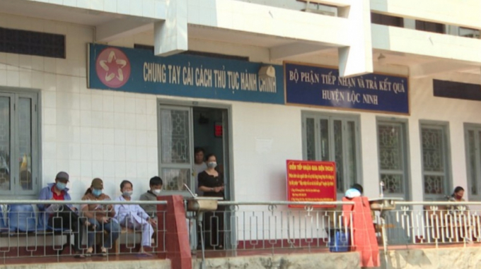 Bộ phận tiếp nhận và trả kết quả ở huyện Lộc Ninh