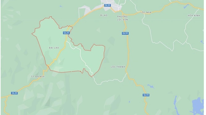 Xã Đại Lào, TP Bảo Lộc, tỉnh Lâm Đồng, nơi xảy ra vụ tai nạn. Ảnh: Google Maps.