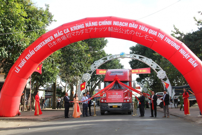 Chuyến container mắc ca đầu tiên của H.Krông Năng lăn bánh xuất khẩu sang Nhật Bản HOÀNG BÌNH
