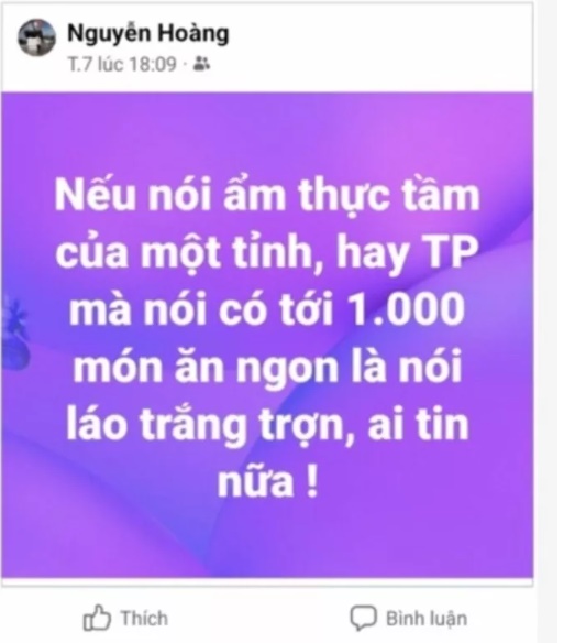 Nội dung ông Hoàng đăng Facebook