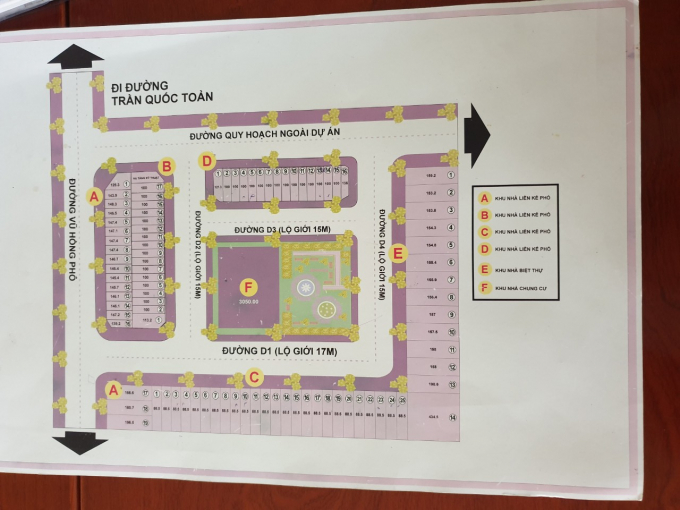 Sơ đồ phân lô tại dự án KDC Bình Đa