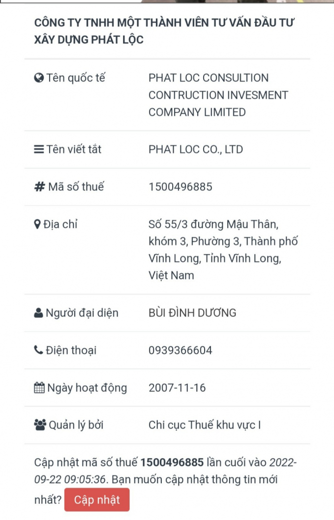 Thêm một địa chỉ khác của Công ty Phát Lộc được tìm thấy trên trang điện tử, tuy nhiên tất cả đều là