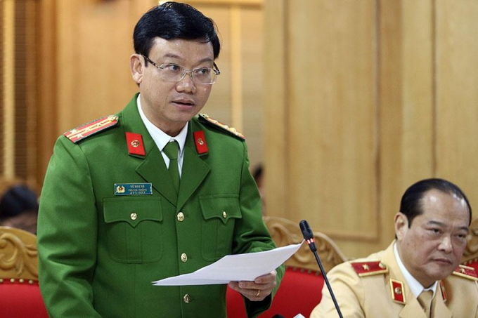 Đại tá Vũ Như Hà, Phó Cục trưởng Cục C03 Bộ Công an, thông tin tại cuộc họp báo. Ảnh: UYÊN TRANG