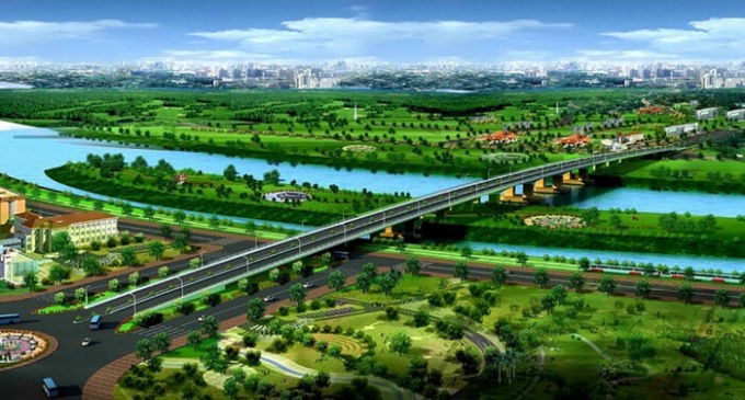 Phối cảnh cầu Thống Nhất (nằm trên trục đường trung tâm TP.Biên Hòa) bắc qua sông Cái. Ảnh: Hà Anh Chiến