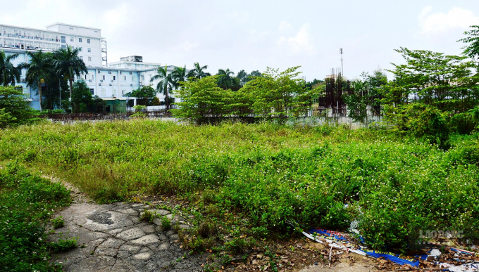 Dự án Khu dịch vụ chất lượng cao - Bệnh viện đa khoa tỉnh Quảng ngãi bị bỏ giữa chừng, cây cỏ mọc um tùm, nhếch nhác giữa trung tâm TP Quảng Ngãi. Ảnh: Ngọc Viên