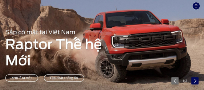 Banner trên website của Ford Việt Nam - Ảnh: Ford Việt Nam
