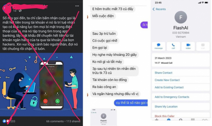 Chuyên gia Ngô Minh Hiếu (hay Hiếu PC) điều hành dự án Chống lừa đảo cho biết, thông tin nhận được cuộc gọi từ FlashAI khi bắt máy sẽ bị trừ tiền và mất thông tin là hoàn tai sai và không đúng sự thật.