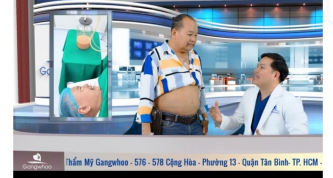 Nghệ sĩ hài Tam Thanh quảng cáo hút bụng mỡ hơn 100cm chỉ trong 40-60 phút tại BVTM GangWhoo