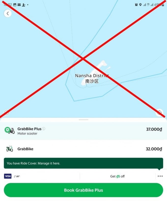 Bản đồ Grab vi phạm (ảnh: Sở TT-TT)