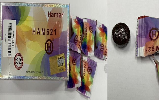 Mẫu kẹo ngậm Hamer được Viện Kiểm nghiệm thuốc TPHCM mua ngẫu nhiên phát hiện chất kích dục- ảnh V.H