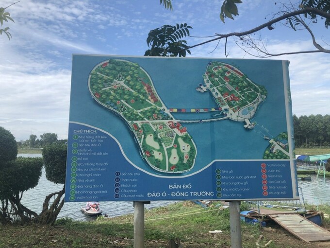 Bản đồ khu du lịch Đảo Ó - Đồng Trường cho thấy sự 