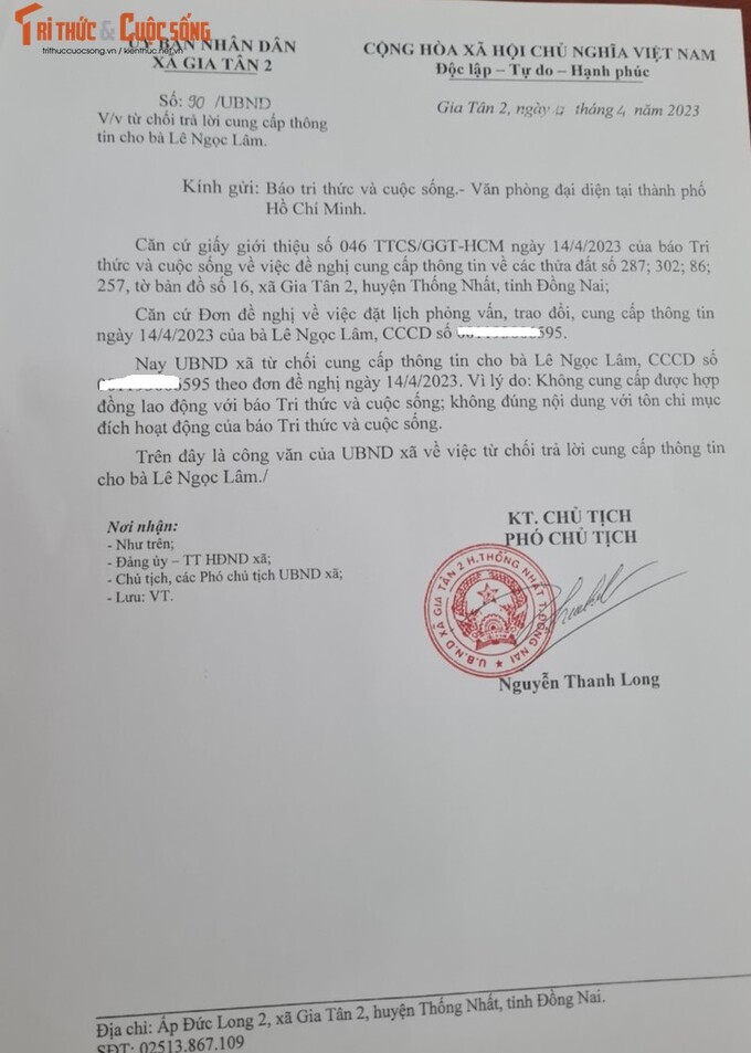 UBND xã Gia Tân 2 từng yêu cầu phải có Hợp đồng lao động mới làm việc