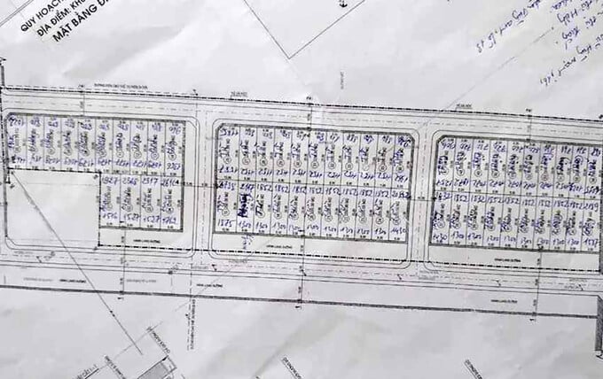 56 lô đất nằm trên bản vẽ. Ảnh: N.T