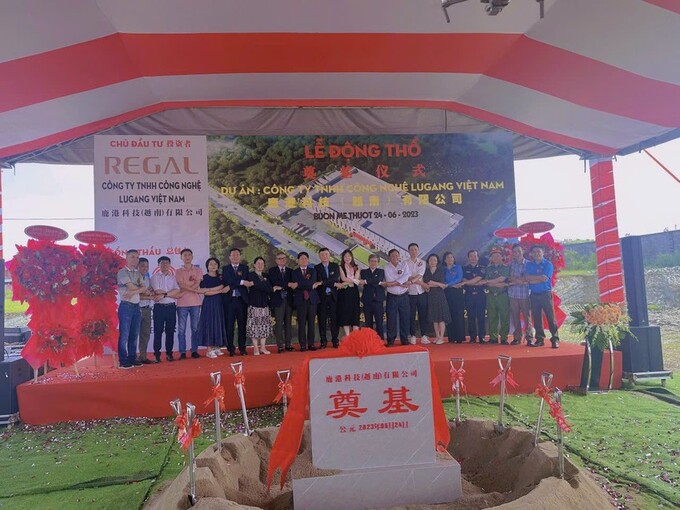 Công ty Lugang Việt Nam làm lễ động thổ trong khu công nghiệp Hòa Phú. Ảnh: CTV