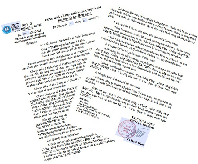 Công văn thu hồi của Cục Quản lý Dược.
