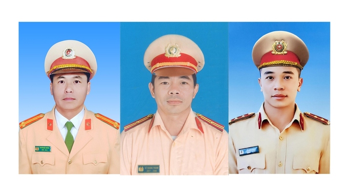 Từ trái qua phải: Trung tá Nguyễn Khắc Thường, Thiếu tá Lê Quang Thành, Đại úy Lê Ánh Sáng.