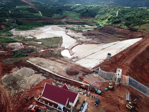 Toàn cảnh công trình hồ chứa nước Đông Thanh. Ảnh: Nguyễn Dũng-TTXVN