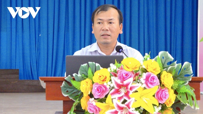 Ông Trần Hoàng Nhật Nam, Phó Giám đốc Sở NN&PTNT tỉnh Tiền Giang phát biểu tại hội nghị