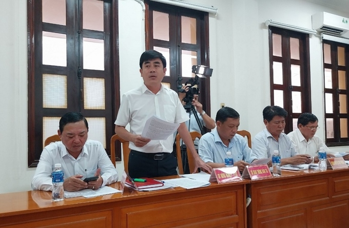 Ông Lê Thanh Sơn – Phó Giám đốc Sở Nông nghiệp và phát triển nông thôn Bình Thuận tại Hội nghị giao ban tháng 8 (Ảnh: V.P)
