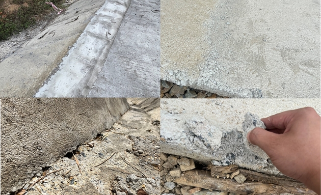 Chất lượng bê tông có dấu hiệu không đảm bảo. Ảnh: Đình Sang