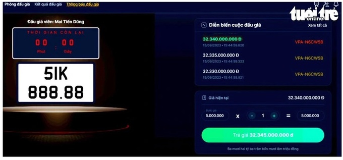 Biển số 51K-888.88 dự kiến được đấu giá trong ngày 21-10