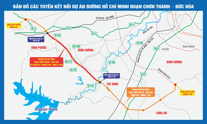 Bình đồ tuyến Dự án đầu tư xây đường Hồ Chí Minh đoạn Chơn Thành - Đức Hòa
