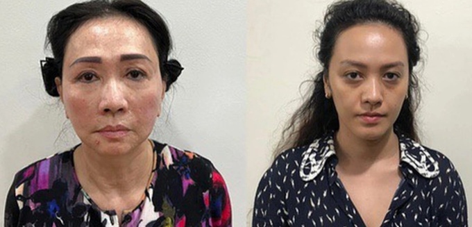Chủ tịch Tập đoàn Vạn Thịnh Phát Trương Mỹ Lan và cháu gái Trương Huệ Vân khi bị bắt - Ảnh: BỘ CA