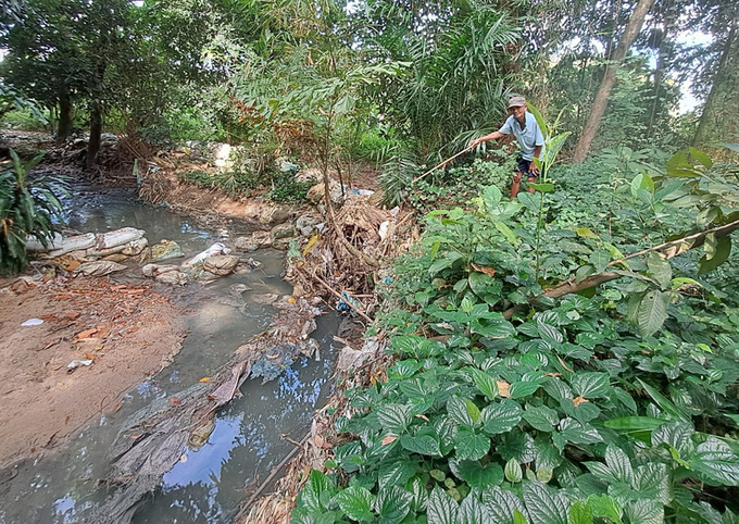 Ngoài tình trạng sạt lở bờ suối, nguồn nước suối Cầu cũng đang bị ô nhiễm