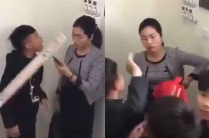 Nhóm học sinh xúc phạm cô giáo ở Tuyên Quang. (Ảnh cắt từ clip)