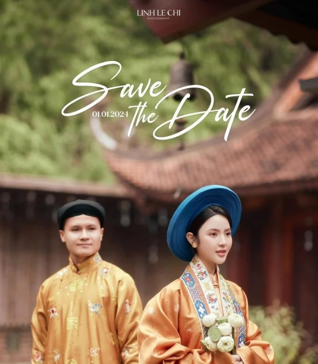 Ảnh cưới của Nguyễn Quang Hải và Chu Thanh Huyền. (Ảnh: Linh Lê Chí)