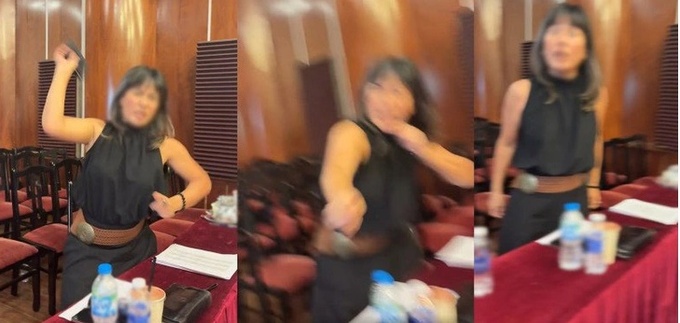 Nhạc sĩ Lưu Thiên Hương tố một nghệ sĩ ưu tú ném điện thoại vào mặt cô - Ảnh cắt clip