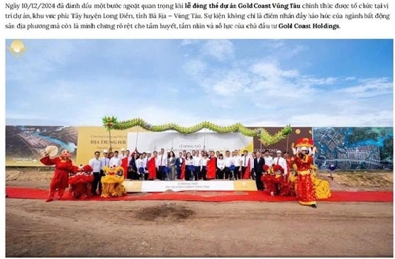 Lễ động thổ dự án Gold Coast Vũng Tàu. Ảnh cắt từ website giới thiệu dự án
