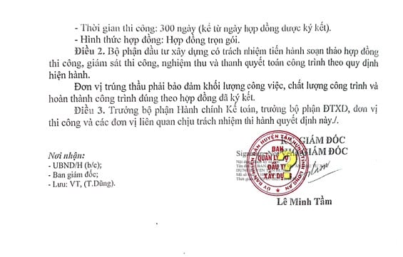 QĐ phê duyệt KQLCNT đề ngày 3/6/2025, tuy nhiên trên văn bản thể hiện ngày ký văn bản là 01/07/2025 do ông Lê Minh Tầm - Giám đốc Ban Quản lý dự án đầu tư xây dựng huyện Tân Hưng (cũ) ký số. Nguồn: MSC