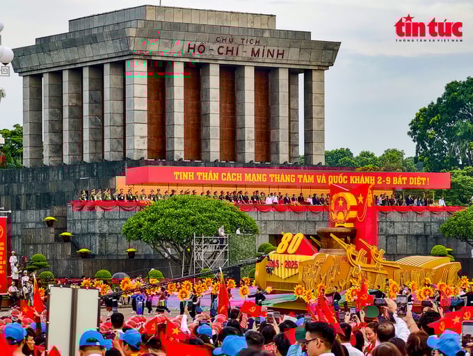 Quốc huy nước Cộng hòa xã hội chủ nghĩa Việt Nam tại Lễ Tổng duyệt A80, ngày 30/8/2025. Ảnh: Trung Nguyên/Báo Tin tức và Dân tộc