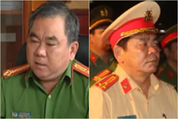 Thượng tá Đặng Thế Trung (trái) và thượng tá Bùi Thanh Sơn vừa bị cách chức